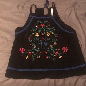 Xhilaration Floral Embroidered Tank Top